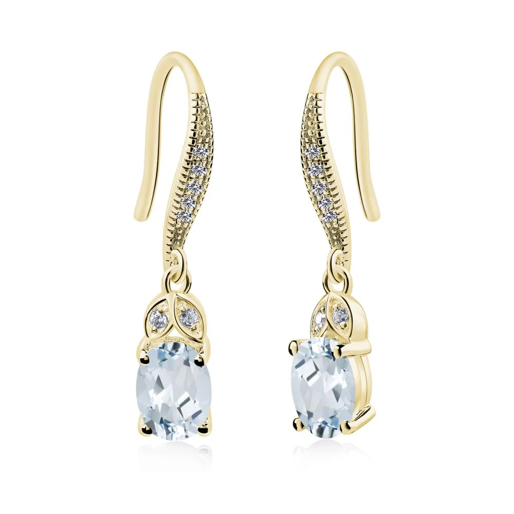 Oval Aquamarine Dangling Earrings - Image 7