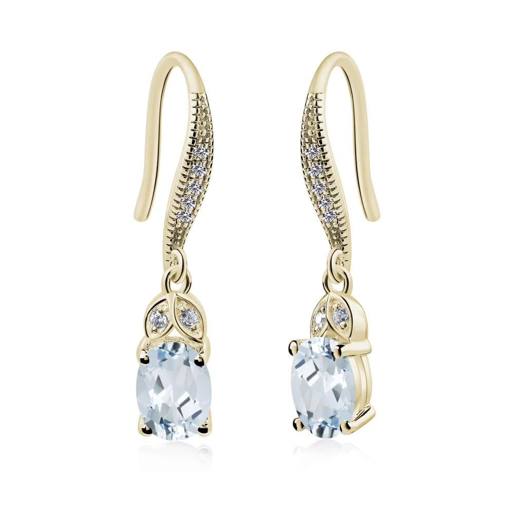 Oval Aquamarine Dangling Earrings - Image 9
