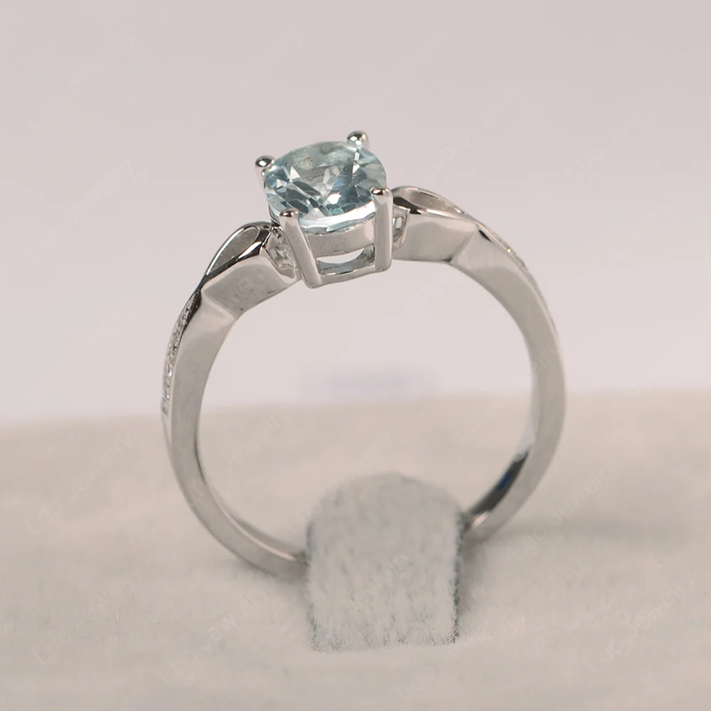 Oval Aquamarine Delicate Engagement Ring - Image 2