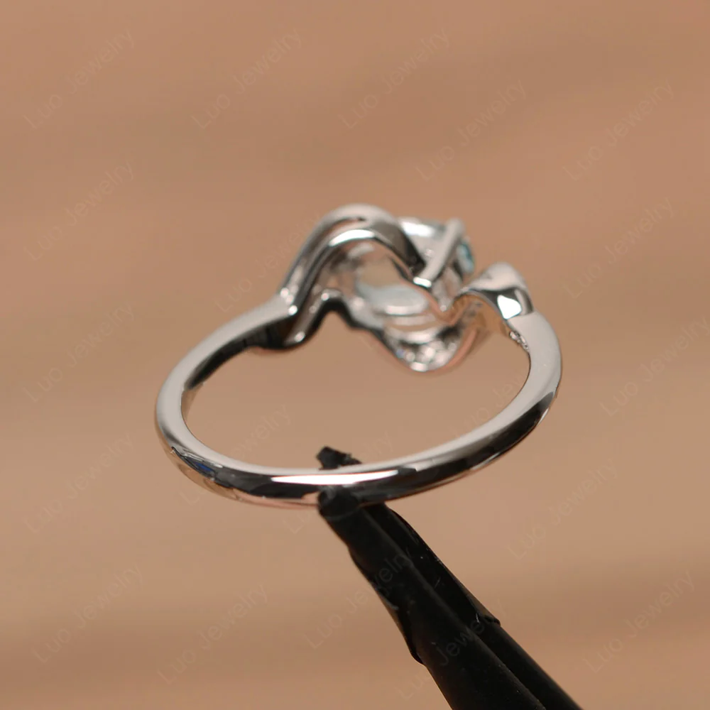 Oval Aquamarine East West Engagement Ring - Image 3