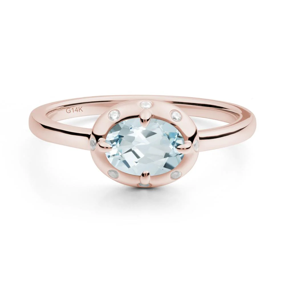 Oval Aquamarine Ring with Faux-Bezel Setting - Image 2