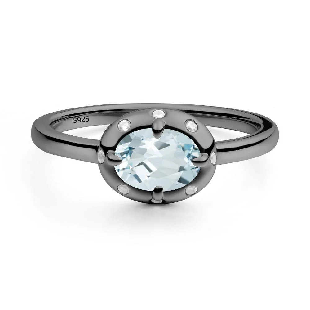 Oval Aquamarine Ring with Faux-Bezel Setting - Image 3