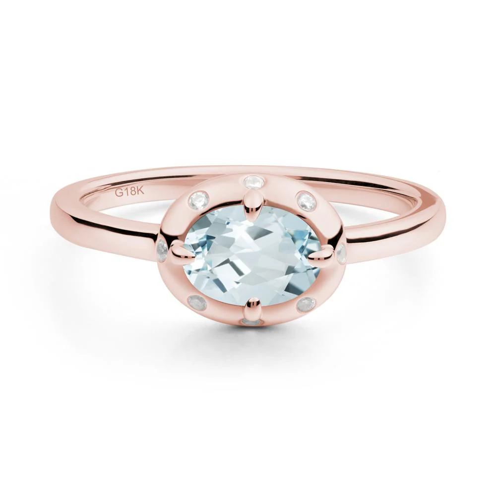 Oval Aquamarine Ring with Faux-Bezel Setting - Image 4