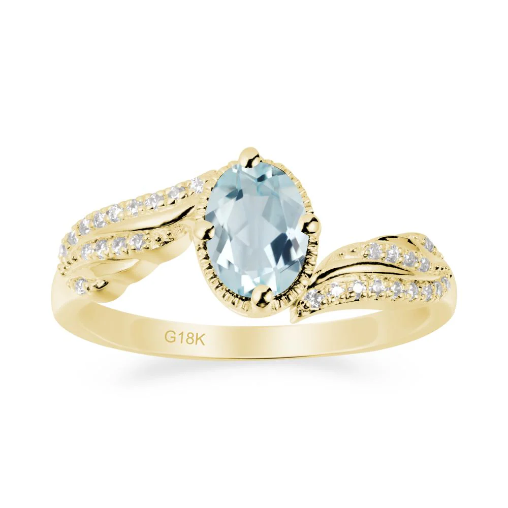 Oval Aquamarine Ring with Milgrain Halo - Image 6