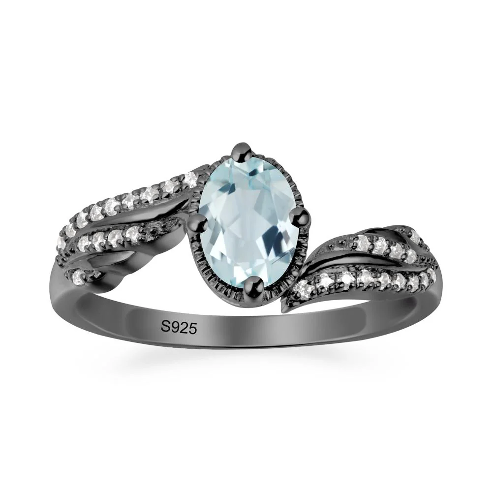 Oval Aquamarine Ring with Milgrain Halo - Image 7