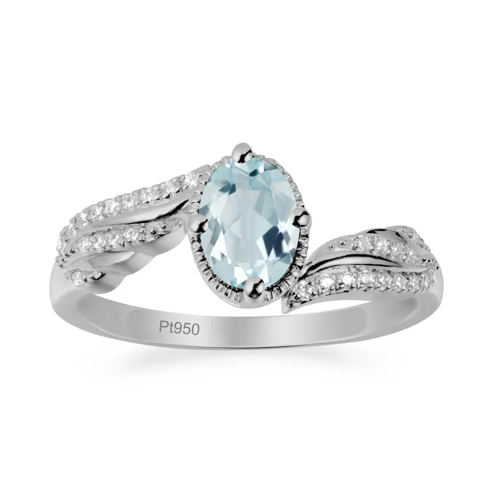Oval Aquamarine Ring with Milgrain Halo - Image 8