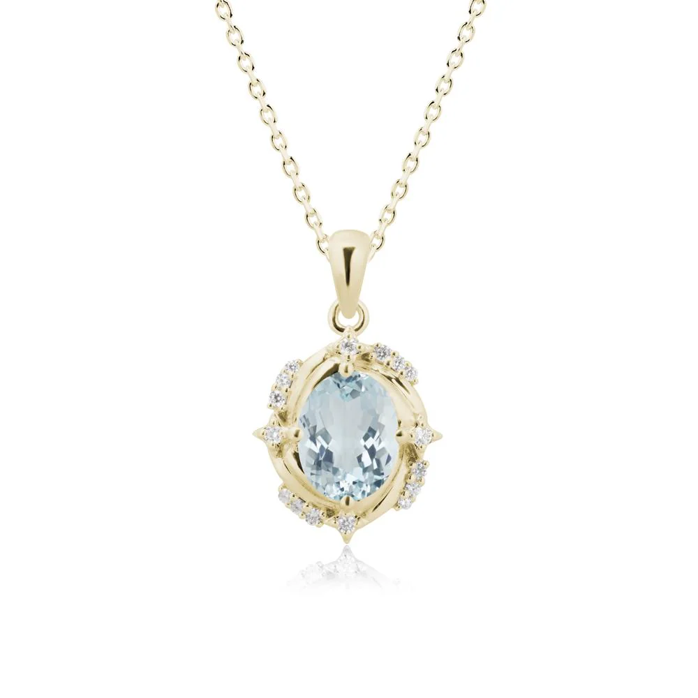 Oval Aquamarine Shooting Star Pendant Necklace