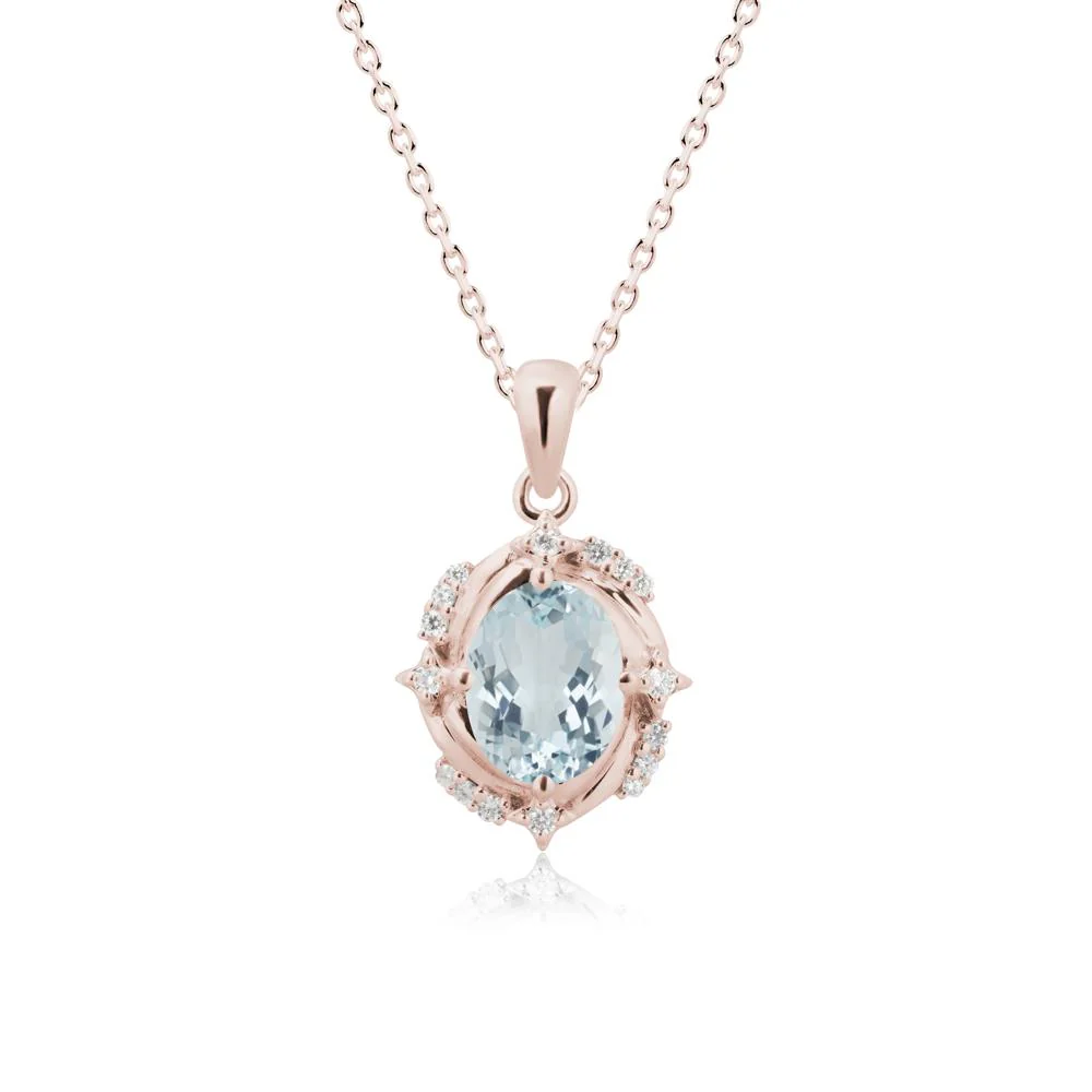 Oval Aquamarine Shooting Star Pendant Necklace - Image 2