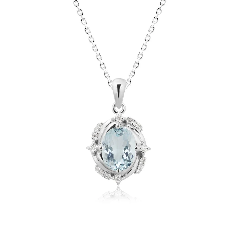 Oval Aquamarine Shooting Star Pendant Necklace - Image 3