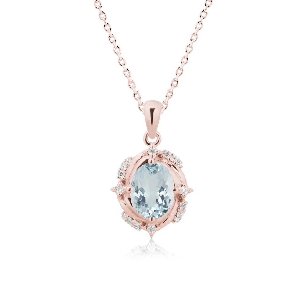 Oval Aquamarine Shooting Star Pendant Necklace - Image 4