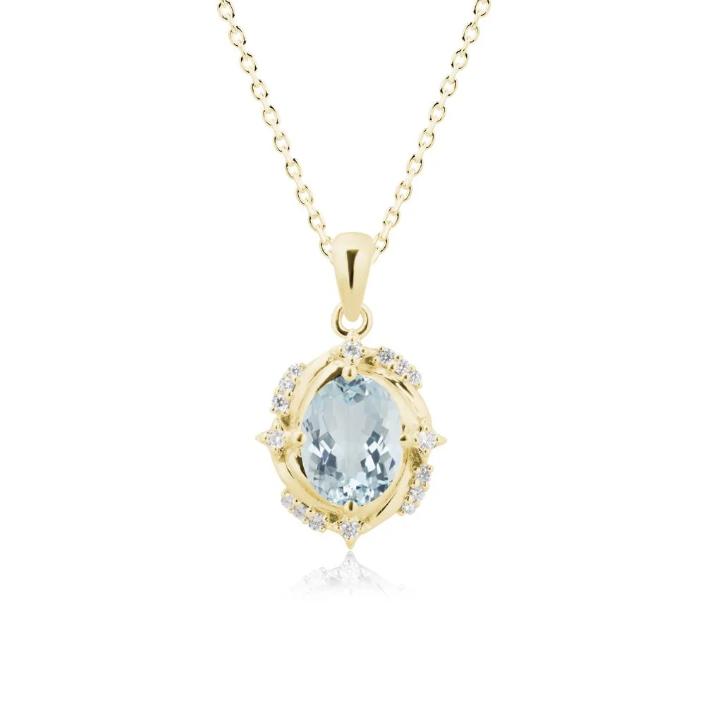 Oval Aquamarine Shooting Star Pendant Necklace - Image 6