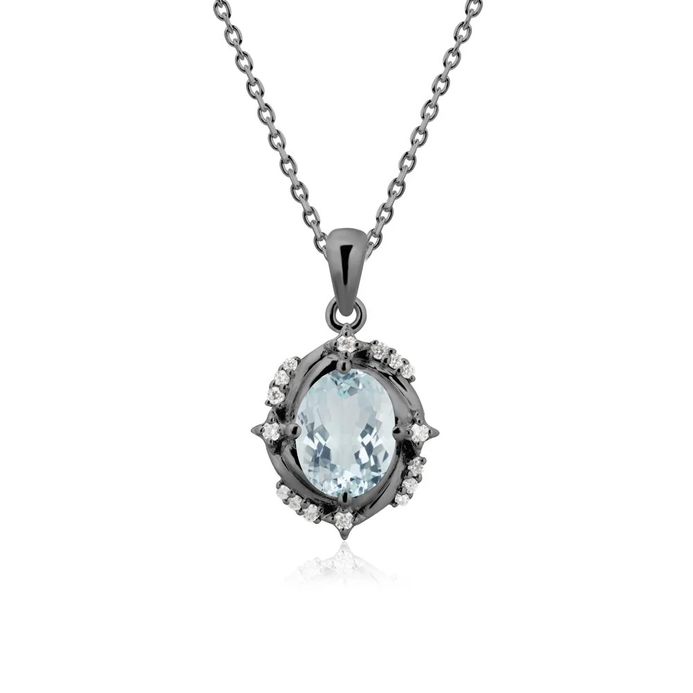 Oval Aquamarine Shooting Star Pendant Necklace - Image 7