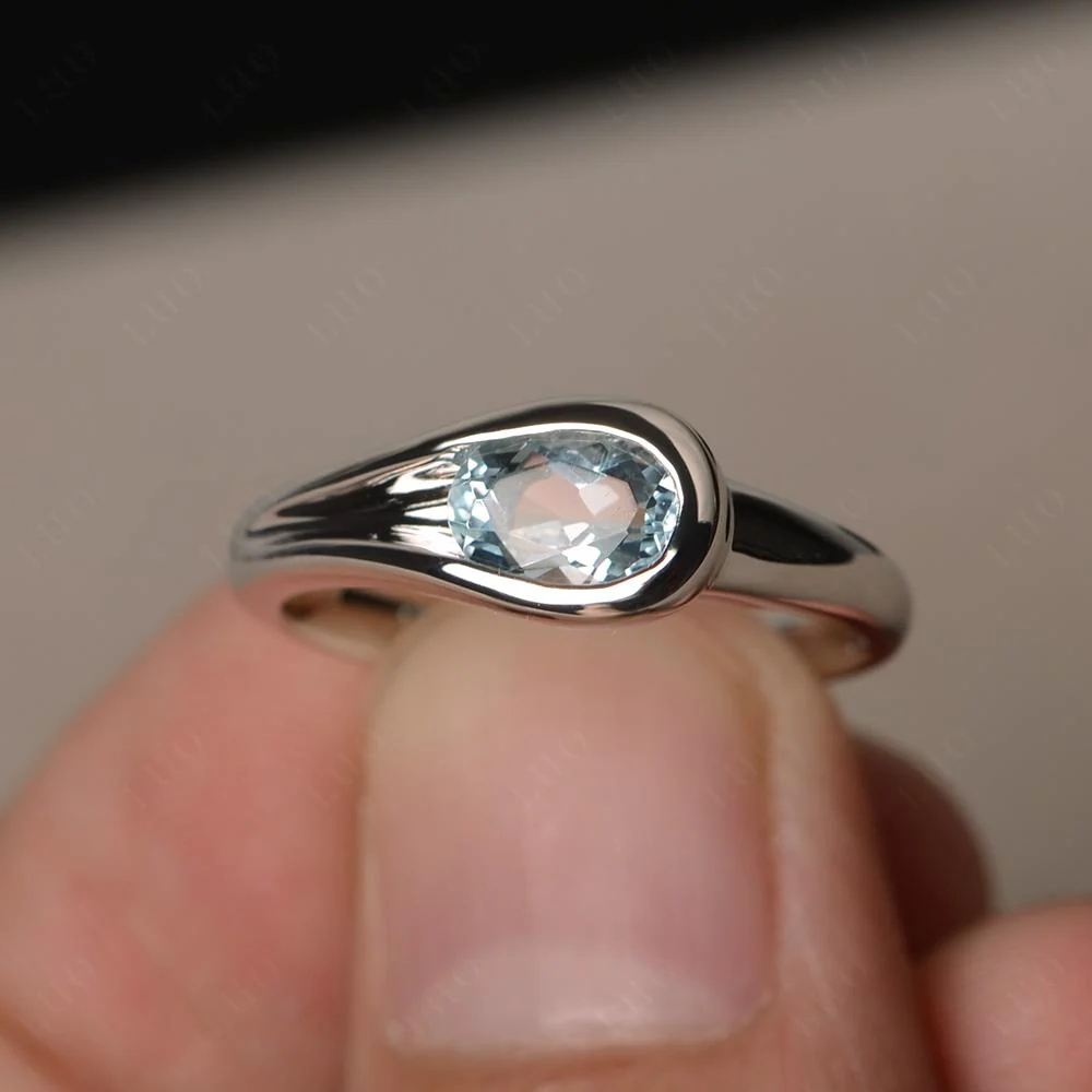 Aquamarine Minimalist Engagement Ring - Image 11