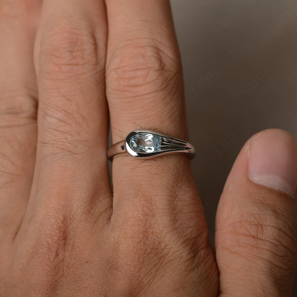 Aquamarine Minimalist Engagement Ring - Image 13