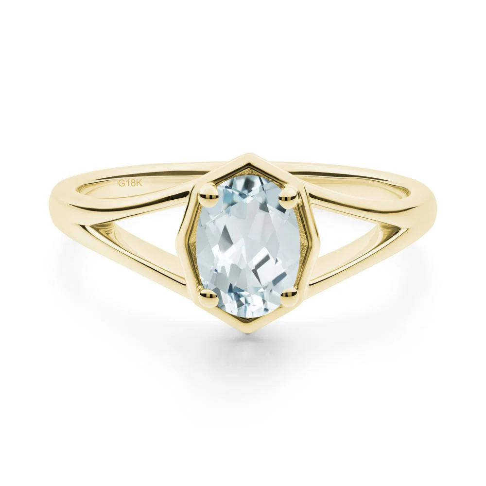 Oval Aquamarine Split Shank Eengagement Ring - Image 5