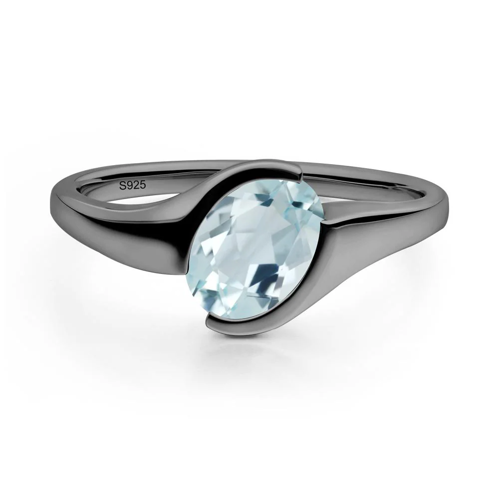 Oval Aquamarine Tension Ring - Image 2