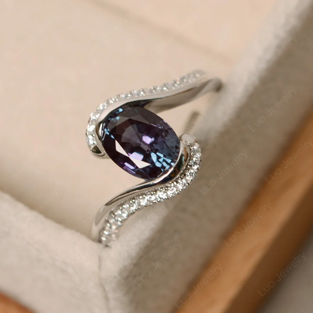 Oval Bezel Alexandrite Engagement Ring - Image 2