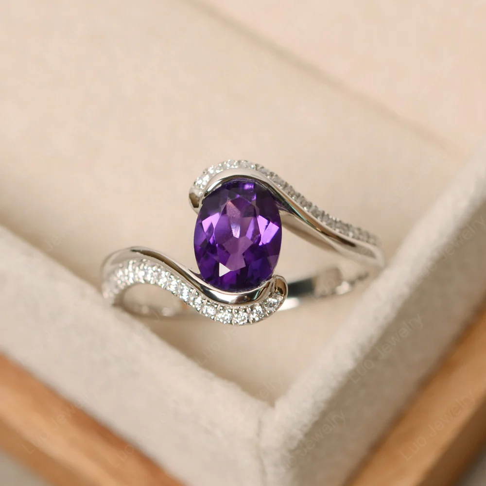 Amethyst Oval Bypass Ring