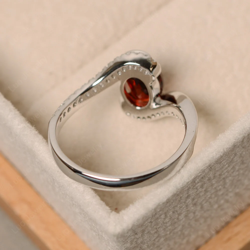 Oval Bezel Garnet Engagement Ring - Image 4