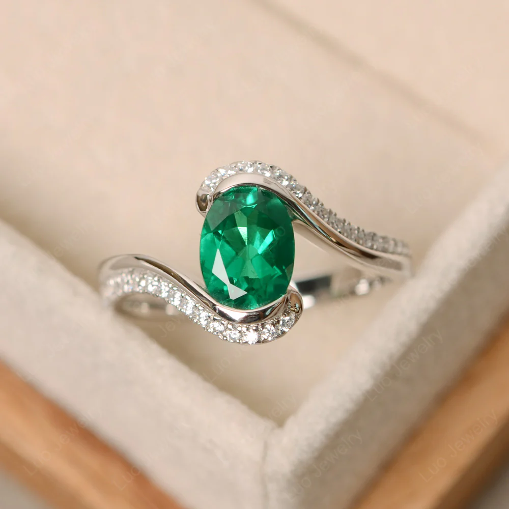 Emerald Oval Bypass Ring