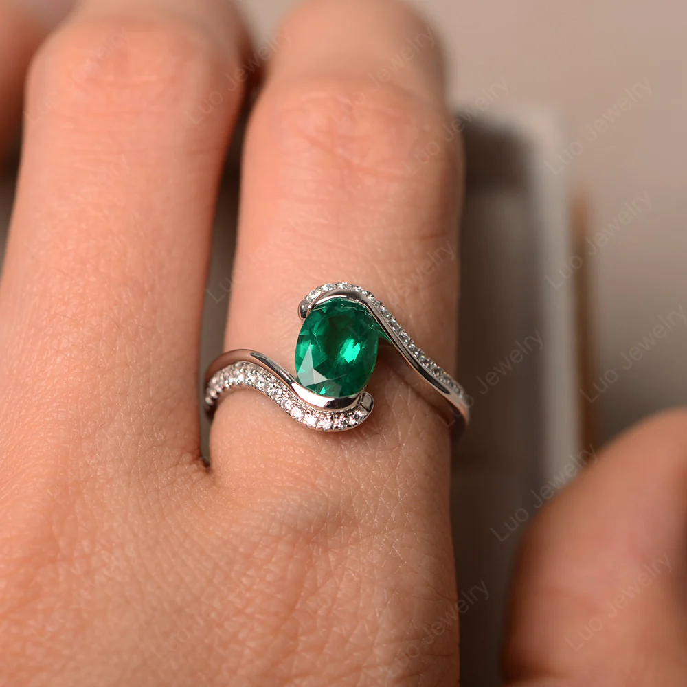 Emerald Oval Bypass Ring - Image 5