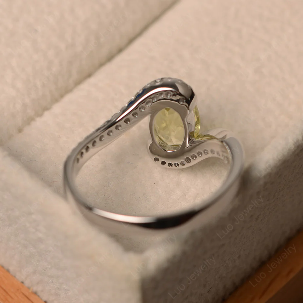 Oval Bezel Lemon Quartz Engagement Ring - Image 3