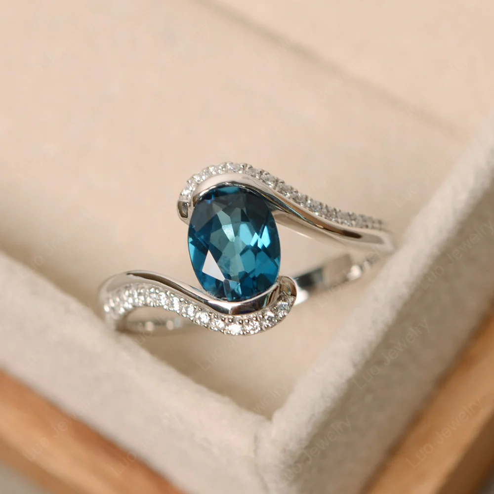 London Blue Topaz Oval Bypass Ring