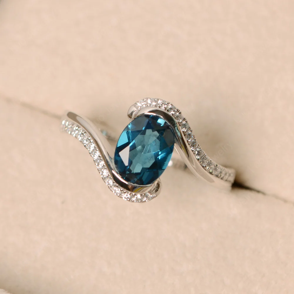 London Blue Topaz Oval Bypass Ring - Image 3