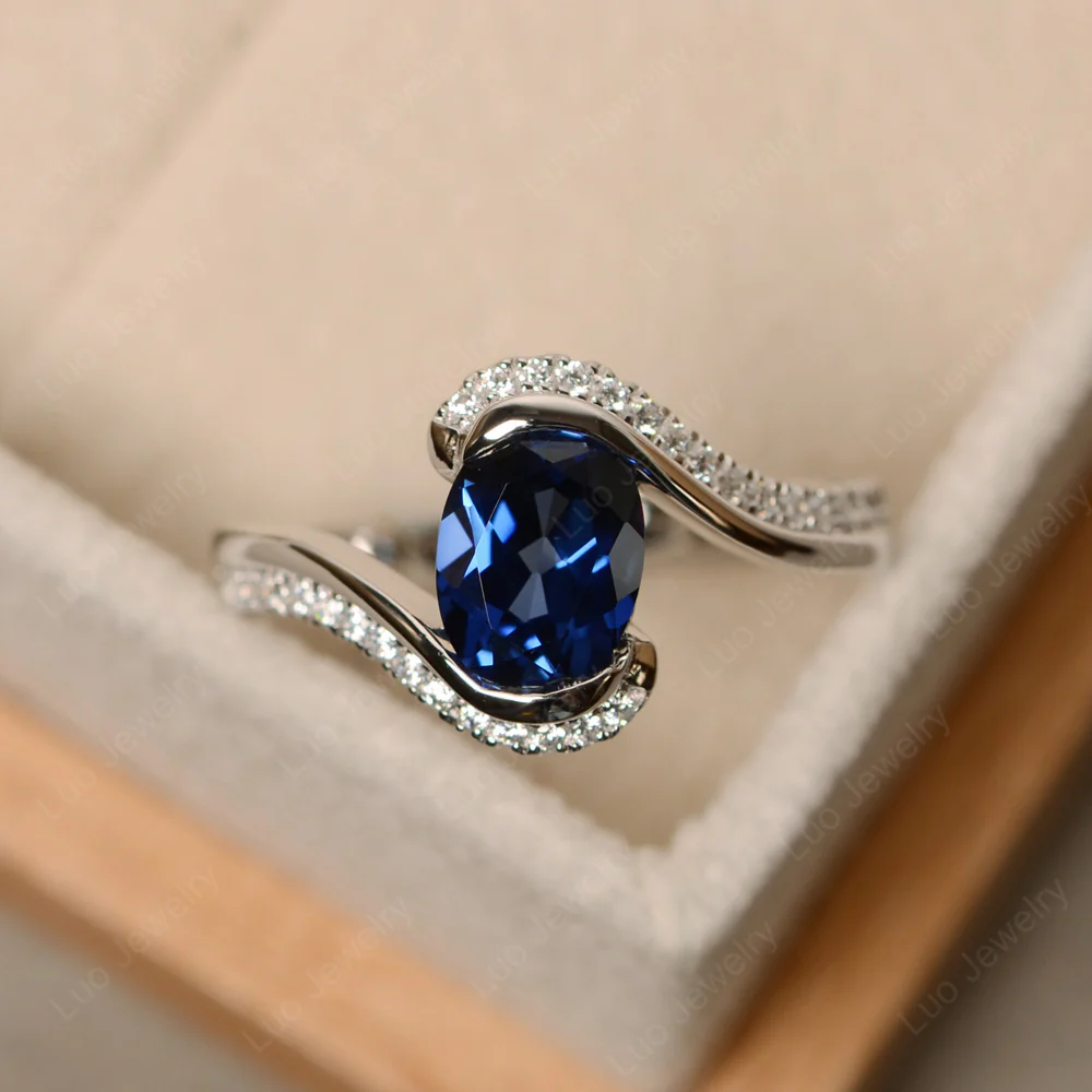 Sapphire Oval Bypass Ring
