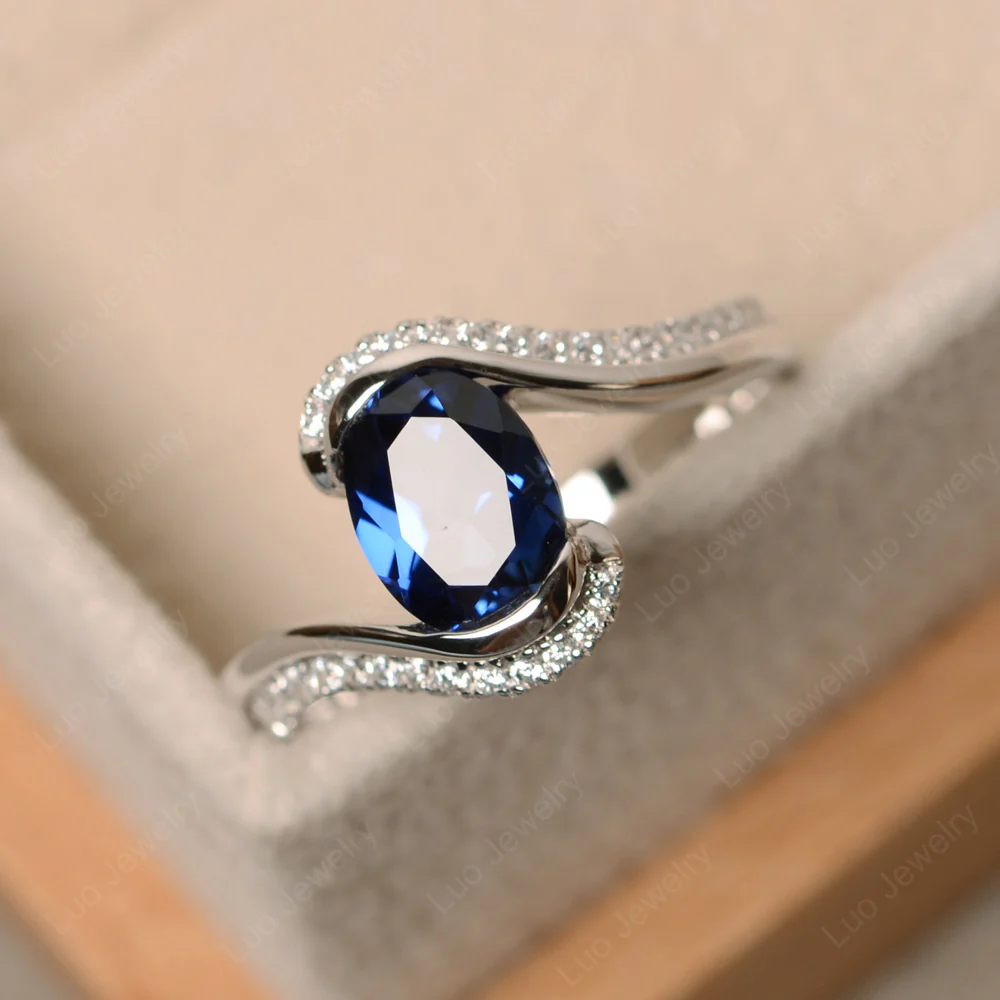 Sapphire Oval Bypass Ring - Image 2