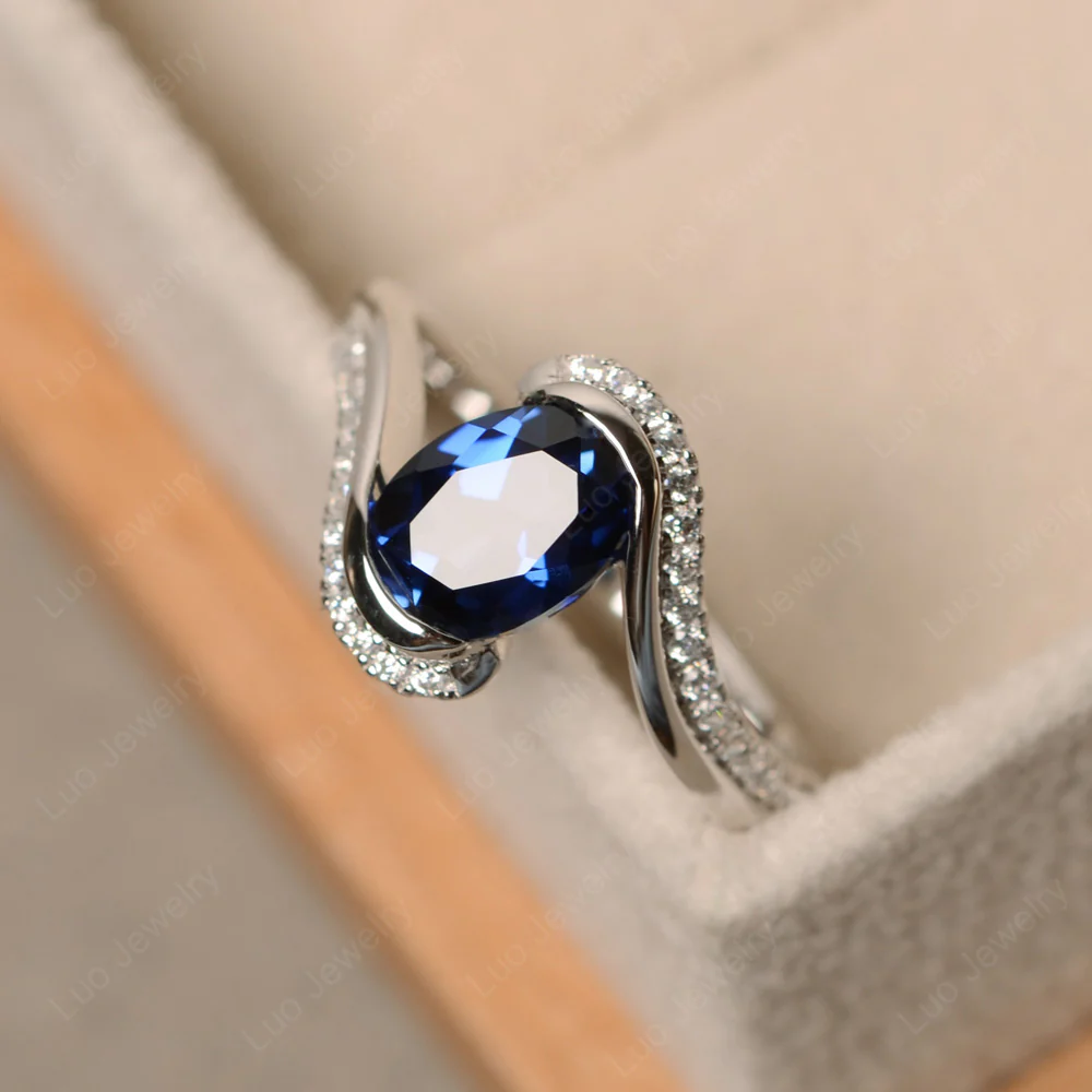 Sapphire Oval Bypass Ring - Image 3