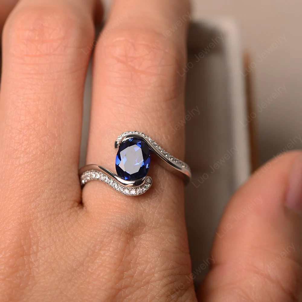 Sapphire Oval Bypass Ring - Image 5