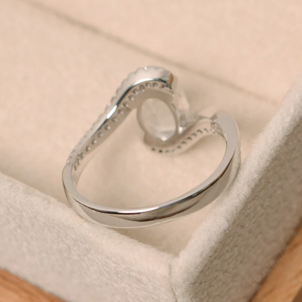 White Topaz Oval Bypass Ring - Image 4