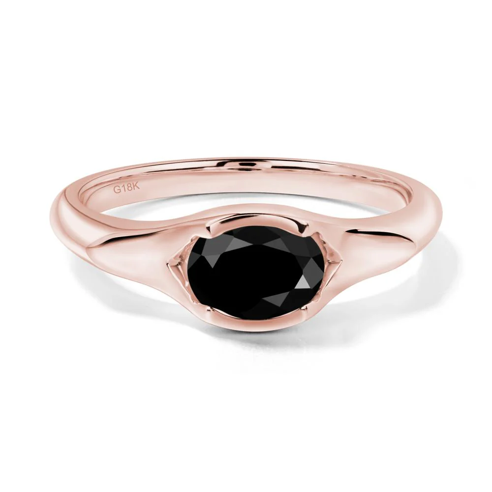 Oval Black Spinel East West Bezel Set Ring - Image 3