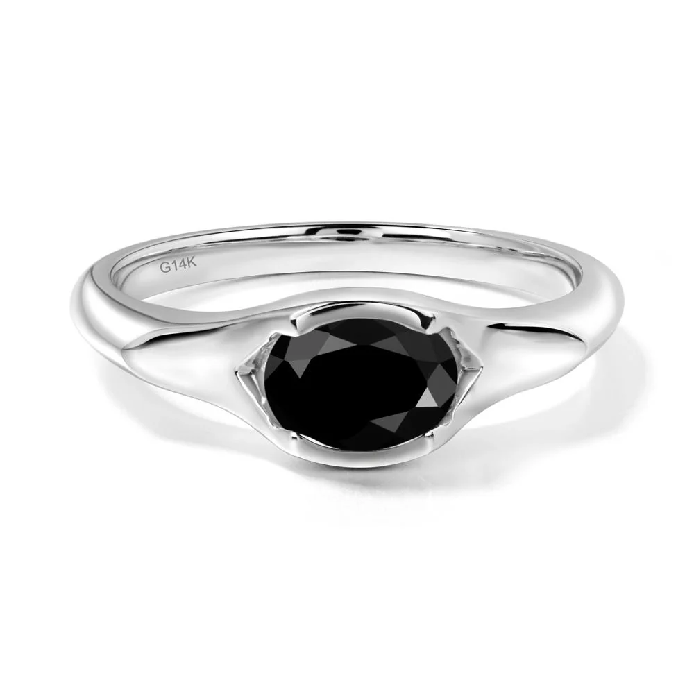 Oval Black Spinel East West Bezel Set Ring - Image 7