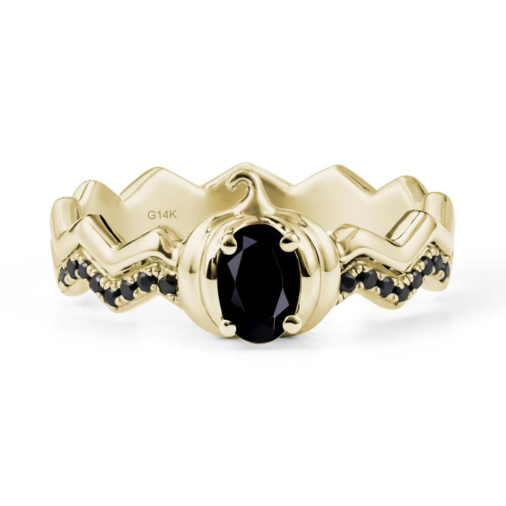 Oval Black Spinel Pumpkin Ring - Image 4