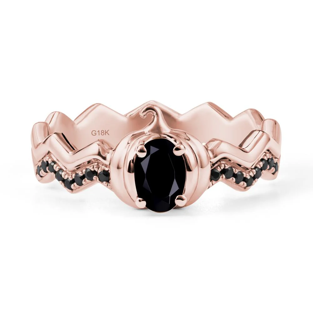 Oval Black Spinel Pumpkin Ring - Image 5