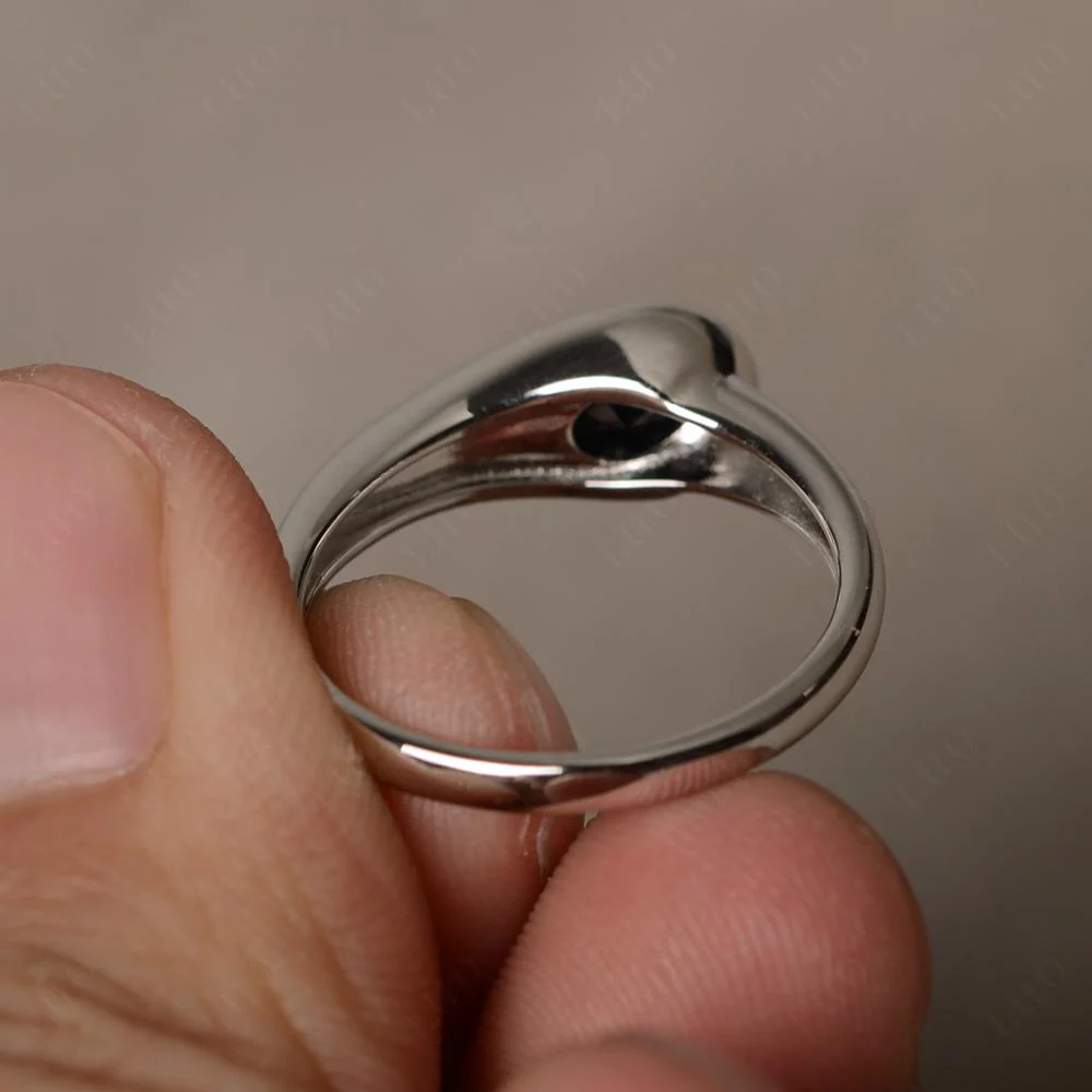 Black Spinel East West Oval Engagement Ring - Image 12