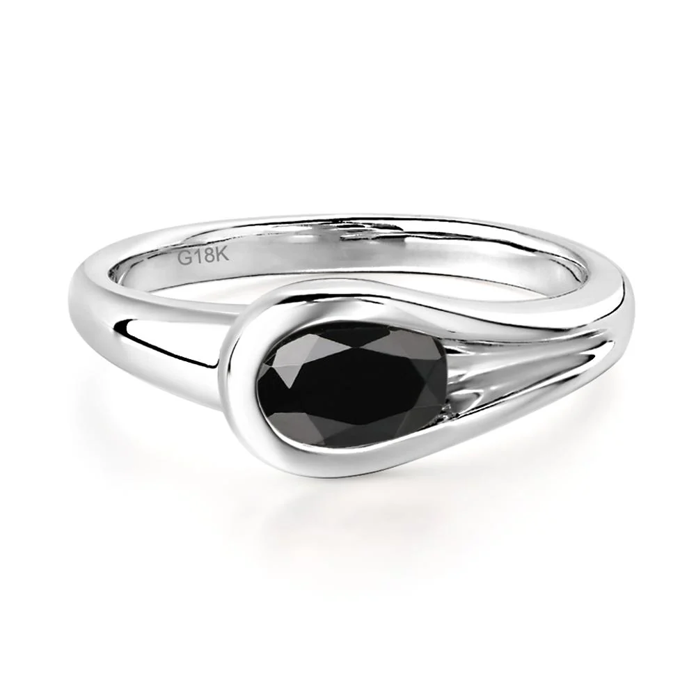 Black Spinel East West Oval Engagement Ring - Image 5