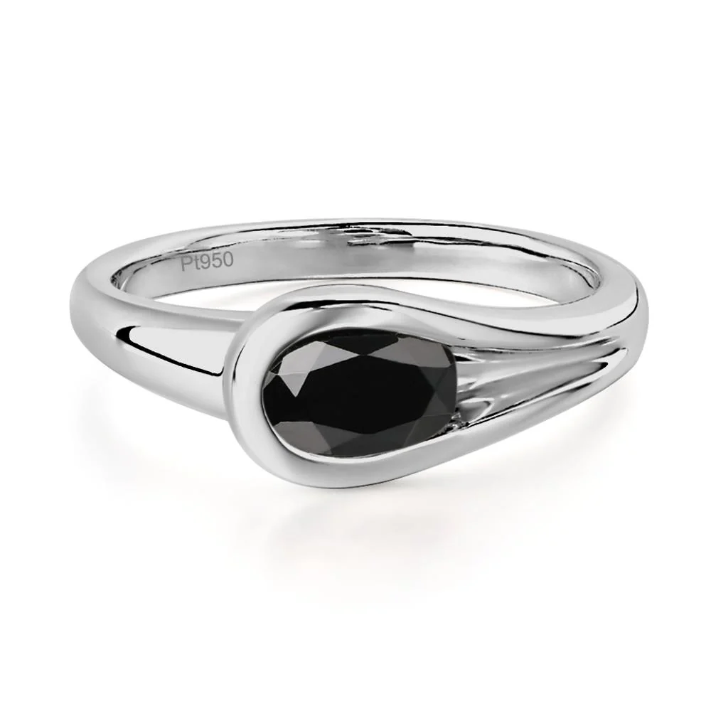 Black Spinel East West Oval Engagement Ring - Image 8