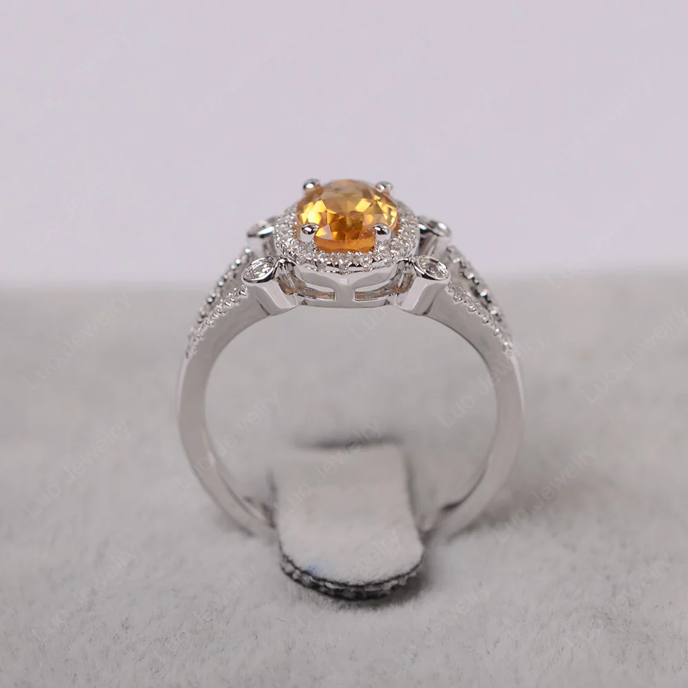 Oval Citrine Split Shank Engagement Ring - Image 3