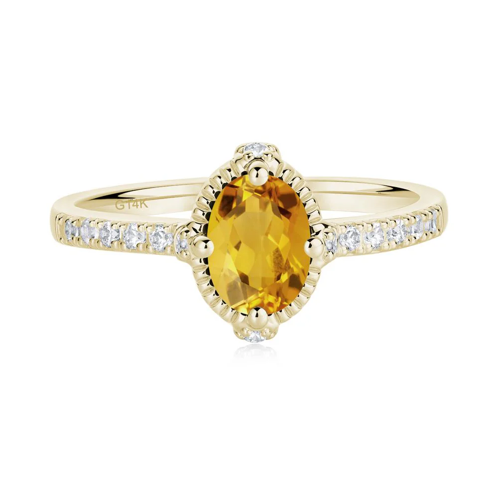 Oval Citrine Milgrain Halo Ring - Image 7