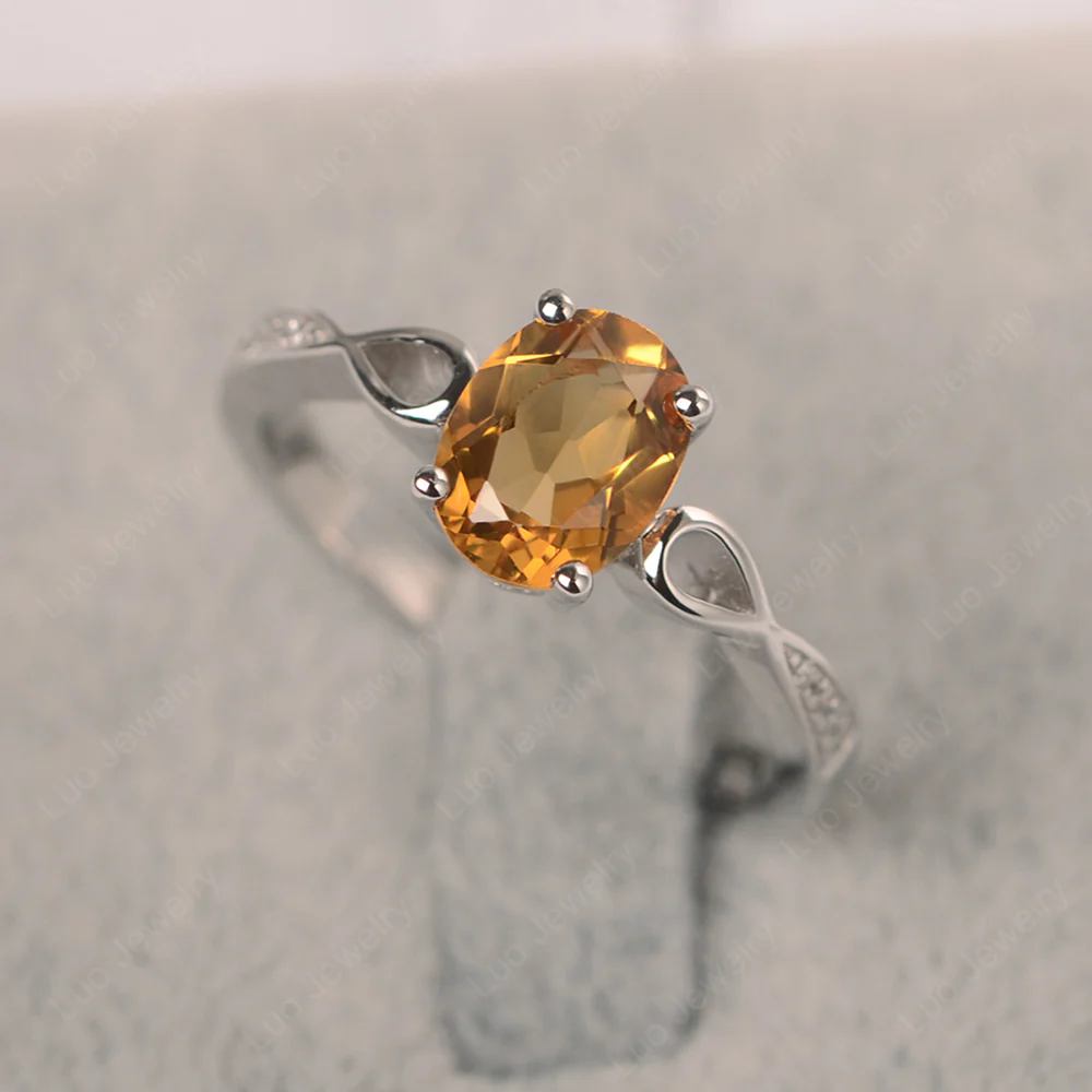 Oval Citrine Delicate Engagement Ring