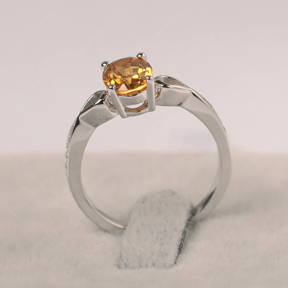 Oval Citrine Delicate Engagement Ring - Image 2