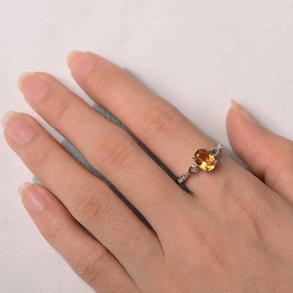 Oval Citrine Delicate Engagement Ring - Image 3