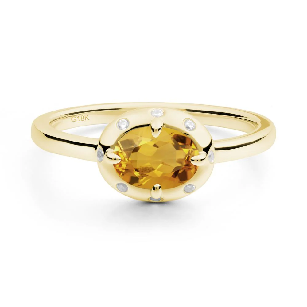 Oval Citrine Ring with Faux-Bezel Setting - Image 3