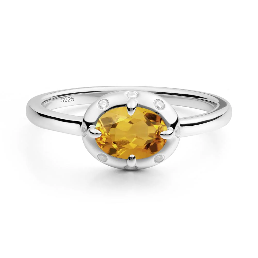 Oval Citrine Ring with Faux-Bezel Setting - Image 7