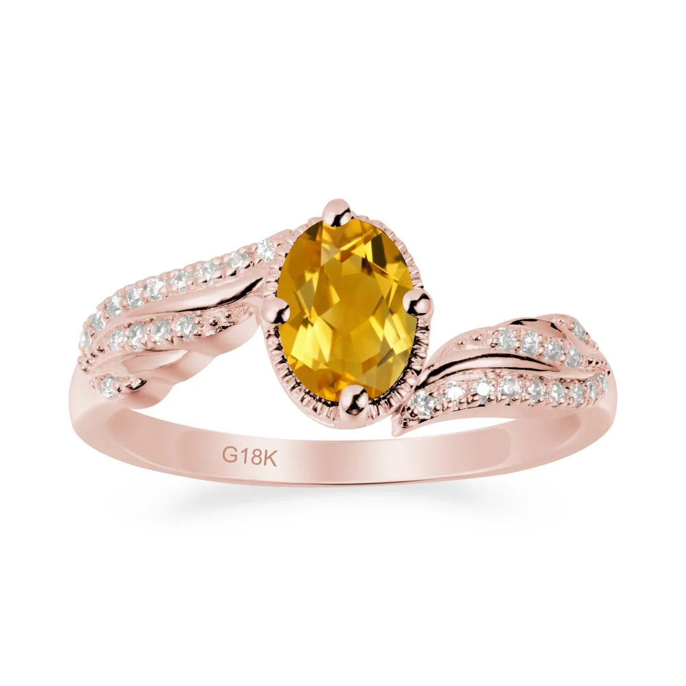 Oval Citrine Ring with Milgrain Halo - Image 5