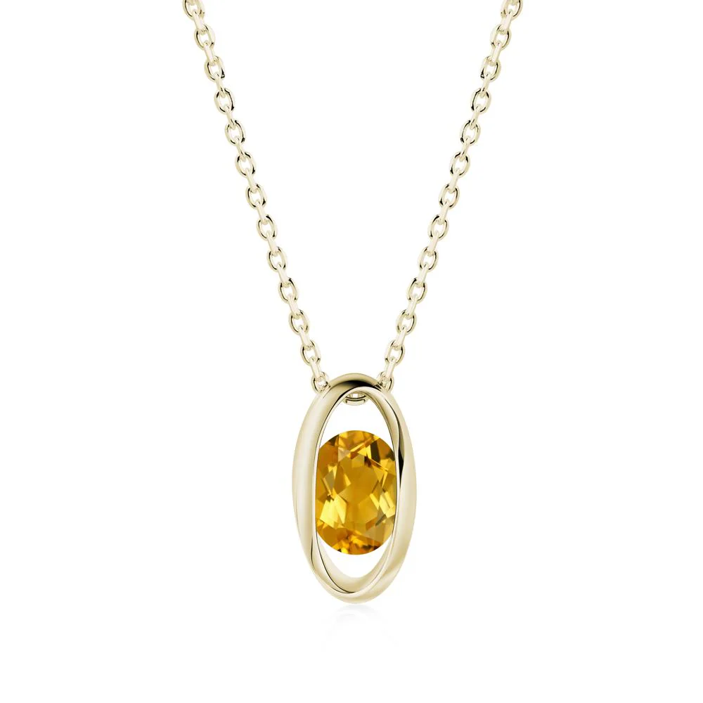 Oval Citrine Solitaire Pendant - Image 6