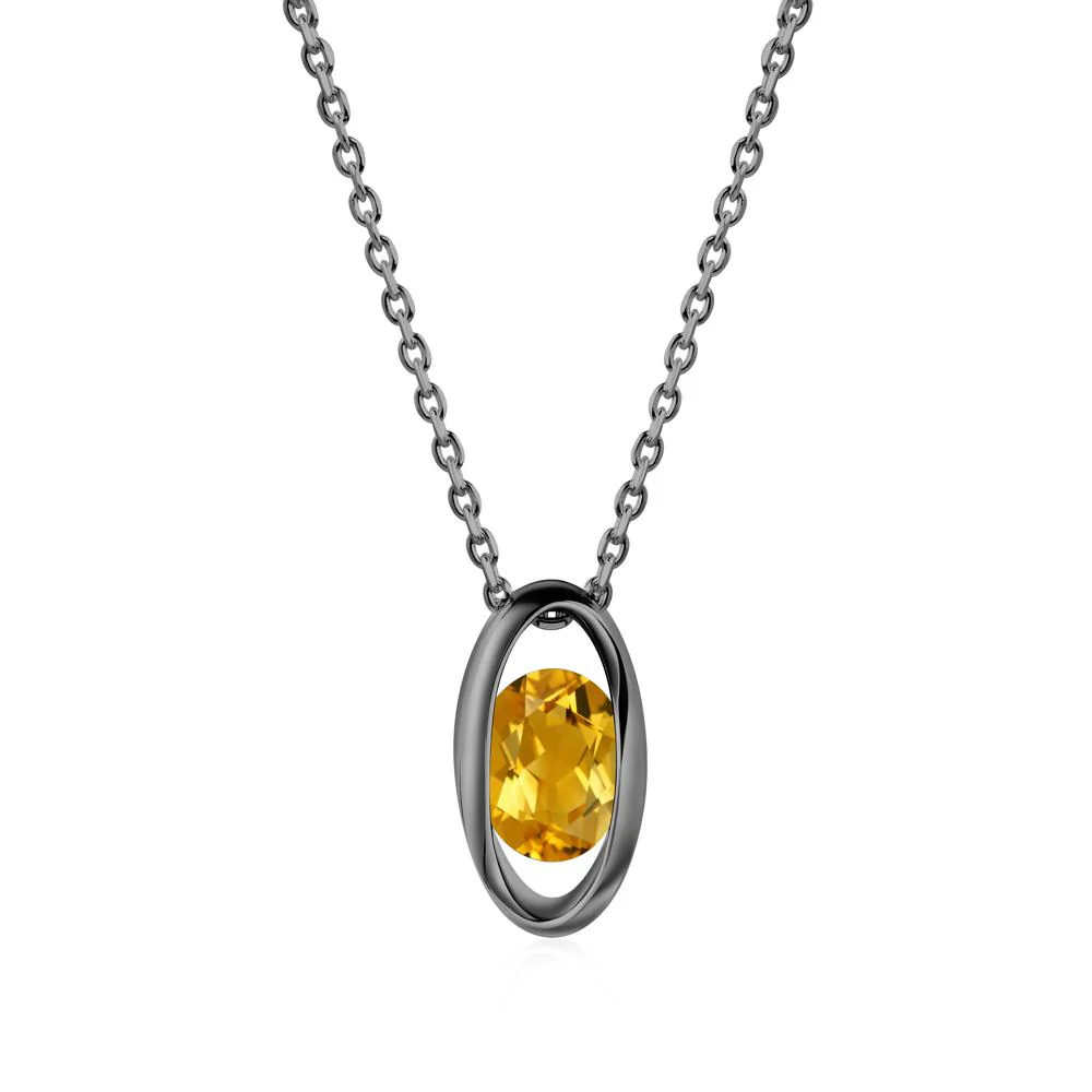 Oval Citrine Solitaire Pendant - Image 8